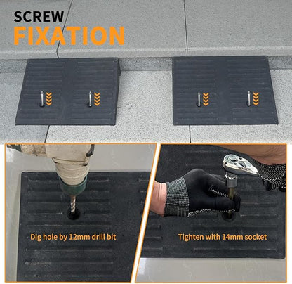 5" Rise 2pack Rubber Curb Ramps for Wheelchair Threshold Driveway Doorway Shed, Truck Car Motorcycle Bike Cart Lawn Mowers Angled Step Entry in Ramp, 7000lbs Heavy Duty Powersports Loading Ramp