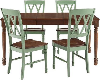 Crosley Furniture Shelby 5-Piece Traditional Dining Table Set for 4, Dinner Tables with Kitchen Chairs, Distressed Teal/Dark Cherry