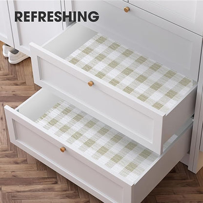 Beautysaid Shelf and Drawer Liner for Kitchen Cabinet, Non Adhesive Non Slip Shelf Paper Waterproof Washable Thickened for Dresser Pantry Shelve Bathroom Protector Liner(Checkered,12 in x 20FT)