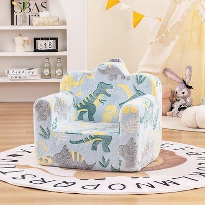 Tiita Kids Couch Plush Toddler Chair, Cloud-Like Glow in The Dark Kids Sofa Toddler Reading Chair with Washable Cover Carrying Handle, Convertible Children Sofa Chair for Girls and Boys