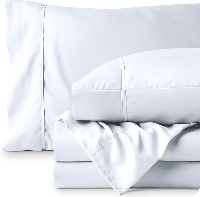 Bare Home Twin Sheet Set - 1800 Ultra-Soft Microfiber Bed Sheets - Double Brushed - Deep Pockets - Easy Fit - Extra Soft - 3 Piece Set - Bedding Sheets & Pillowcases (Twin, White)