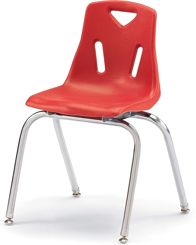 Berries Jonti-Craft 8148JC6008 Stacking Chairs with Chrome-Plated Legs, 18" Height, Red, Pack of 6