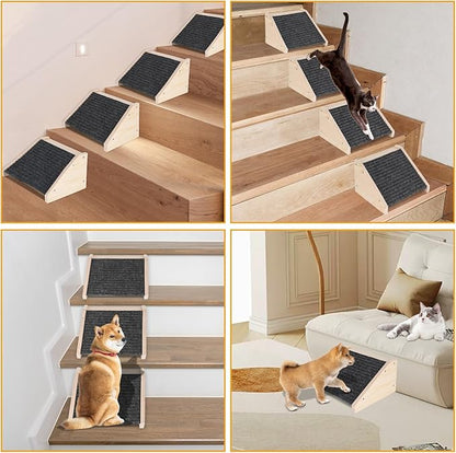 2 Pack Dog Ramp for Stairs, Dog Stair Ramp, Pet Ramp for Stairs for Small Dog Stairs Ramp for Injured Dogs with Anti Slip Strip 11.81 x 9.84 x 5.91 in