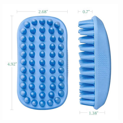 Dog Bath Brush, Pet Silicone Shampoo Brush, Rubber Shower Wash Curry Brush for Short Long Haired Dogs Cats Shedding Grooming and Massage, Pet Rubber Brush Removes Loose & Shed Fur (Blue)