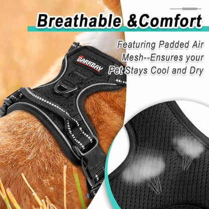 BARKBAY Dog Harness No Pull Mesh for Large Dogs - Adjustable, Reflective, Comfortable, No Choke, Heavy-Duty - Perfect for Outdoor Training, Walking, and Hiking - Strong & Durablee - XL & Black Mesh