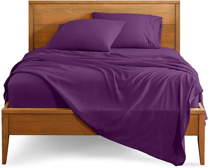 Bare Home King Sheet Set - Luxury 1800 Ultra-Soft Microfiber King Bed Sheets - Double Brushed - Deep Pockets - Easy Fit - 4 Piece Set - Bedding Sheets & Pillowcases (King, Plum)