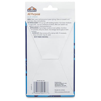 Elmer's All Purpose Glue Sticks,Washable & Non-Toxic,Clear,22 Grams,- Classroom,Household,Craft Projects,Poster,Vision Board,#1 Teacher Brand,12 Count (Pack of 8)