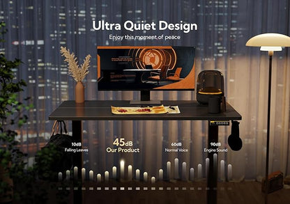 Claiks Electric Standing Desk, Adjustable Height Stand up Desk, 63x24 Inches Sit Stand Home Office Desk with Splice Board, Black Frame/Black Top