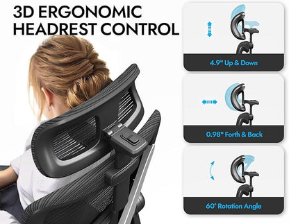 Ergonomic Office Chair - X-Shaped Computer Desk Chair Comfy, Gaming Chair, Office Chair with Lumbar Support, Mesh Office Chairs with Headrests, Desk Chair for Long Hours (Black Orange)