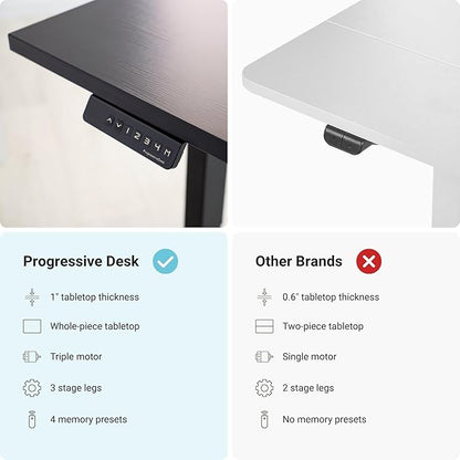 Progressive Desk Height Adjustable Computer Standing Desk - L Shaped 70" x 55" Corner Electric Stand Up Rising Workstation - Roasted Walnut, Gray Frame
