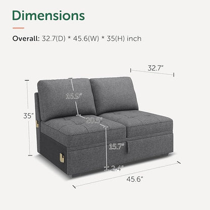 HONBAY Modular Sectional Sleeper Sofa with Pull Out Bed, Loveset Chair for Sectional Couch, Grey