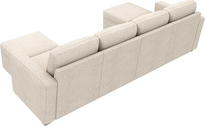 HONBAY Modular Sectional Sleeper Sofa Bed, Sectional Couch with Pull Out Bed U Shaped Modular Couch with Storage Ottoman for Living Room, Beige
