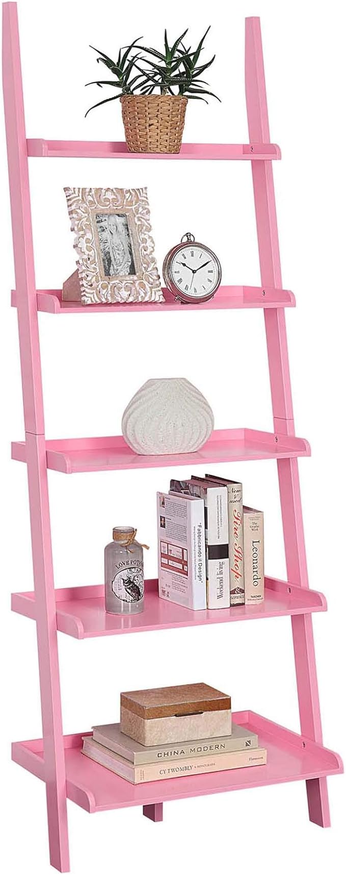Convenience Concepts American Heritage Bookshelf Ladder, Light Pink