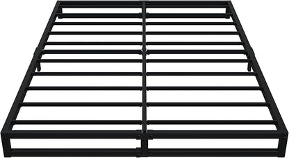 6 Inch Bed Frame Queen Size Heavy Duty Steel Slat Support Metal Platform Queen Bed Frame No Box Spring Needed, Easy Assembly, Black