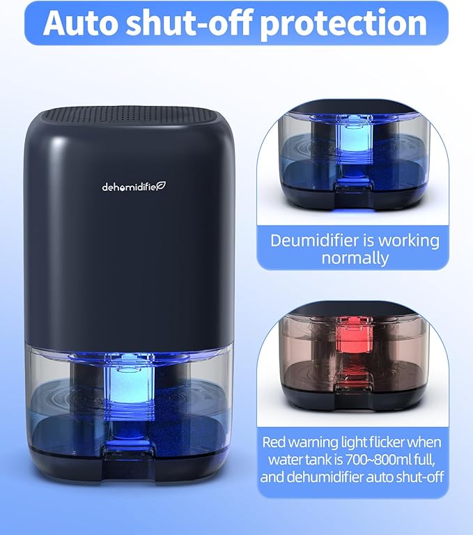 TABYIK Dehumidifier, 35 OZ Small Dehumidifiers for Room for Home, Quiet with Auto Shut Off, Dehumidifiers for Bedroom (280 sq. ft), Bathroom, RV, Closet,Blue