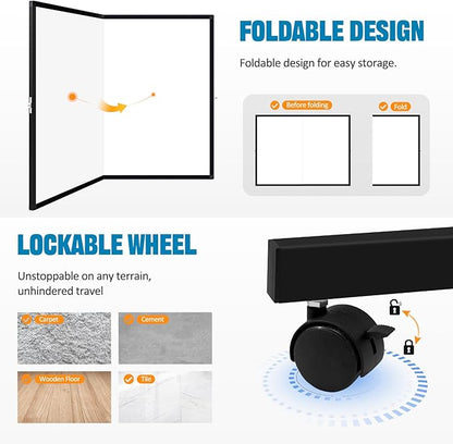 48" X 36" Large Rolling Whiteboard, 360°Rotation Magneitic White Board with Stand, Double Sides Whiteboard Easel on Wheels, Big Dry Erase Board for Office, School, Home