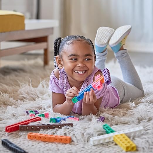 edxeducation Math Cubes | Set of 100 Counting Blocks with 5 Shapes | Math Manipulatives for Preschoolers | Shape and Color Sorting Toys | 10 Colors