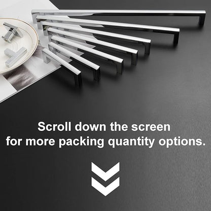 KOOFIZO 20-Pack Solid Square Bar Cabinet Handle - Chrome Furniture Pull, 6.3 Inch/160mm Screwhole Distance for Kitchen Cupboard Door, Bedroom Dresser Drawer, Bathroom Wardrobe Hardware