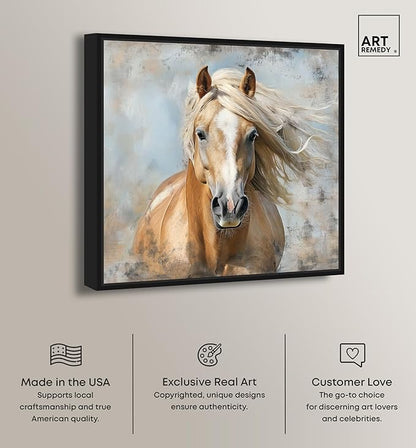 Art Remedy Rustic Rider Canvas Horse Wall Art, Black Frame, 30" x 30"