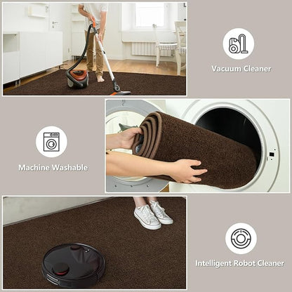 DweIke 5x7 Dark Brown Area Rugs for Bedroom, Super Soft Living Room Rug, Thickened Memory-Foam Throw Carpet, Non-Slip and Washable Carpets for Kids Boys Girls Room Dorm Nursery Home Decor