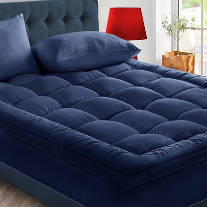 CYMULA Mattress Topper Queen Size - Extra Thick Cooling Mattress Pad Cover for Back Pain - Soft Mattress Protector Firm Bed Topper Pillow Top with 8-21 Inch Deep Pocket 3D Snow Down Alternative Fill