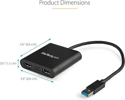 StarTech.com USB 3.0 to Dual HDMI Adapter, USB to 2x HDMI Monitor Converter for Windows, TAA (no support for macOS/ChromeOS/Linux)