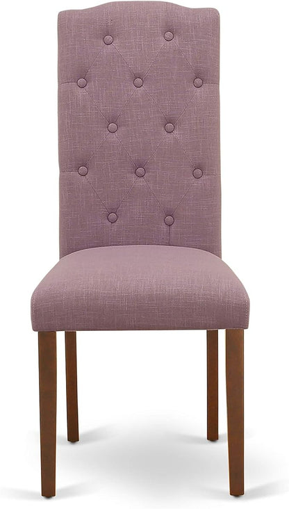 East West Furniture NOCE3-MAH-10 3 Piece Small Dinette Set Contains a Rectangle Butterfly Leaf Dining Table and 2 Dahlia Linen Fabric Upholstered Chairs, 32x54 Inch, Mahogany