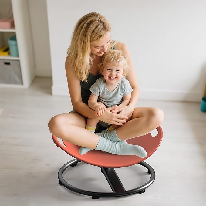 Spinning Chair for Autistic Kids - Safety Handle Sensory Chair for Autistic Children with Non-Slip Design, 3-12 Years Kids Swivel Chairs(Orange)