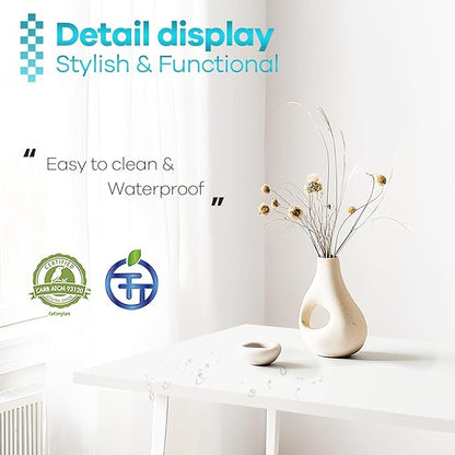 Kaboon 45.67"x23.62" White Table Top, Solid One-Piece Desktop, Reversible Melamine Countertop, Double Desks, L-Desk DIY