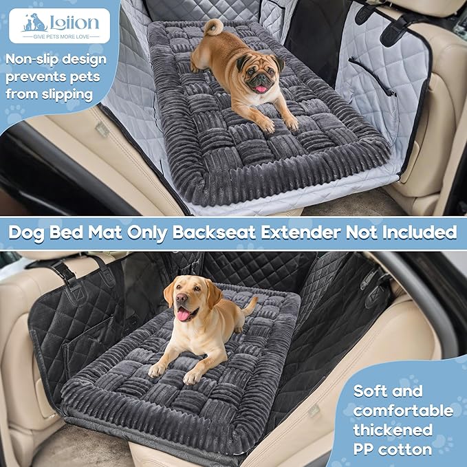 Dog Car Bed Mat, Non-Slip Backseat Extender Pet Blanket, Plaid Dog Bed for SUVs, Sedans & Trucks, Chew-Resistant Travel Pad for Dogs, Easy Clean & Scratch-Proof & Comfort (50"횞24.6") Gray