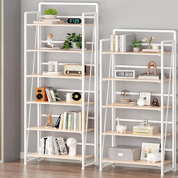 BHG No Assembly Folding Bookshelf for Living Room,Collapsible Book Shelf for Home Office, Portable Bookcase Storage Organizer Rack Shelves