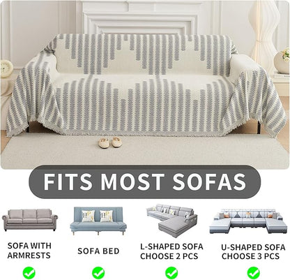 HAOMAIJIA Boho Sofa Covers Couch Covers for 3 Cushion Couch Sofa Pet Friendly Soft Thick Non Slip Couch Cover for Dogs Washable Sectional Couch Covers L Shape Furniture Protector (Grey, 71"x134")