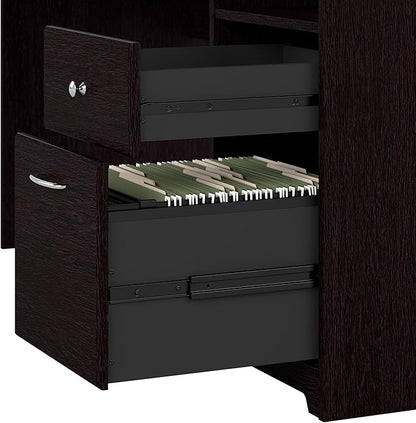 Bush Furniture Cabot L Shaped Computer Hutch, Corner Desk with Storage for Home Office, 60W, Espresso Oak