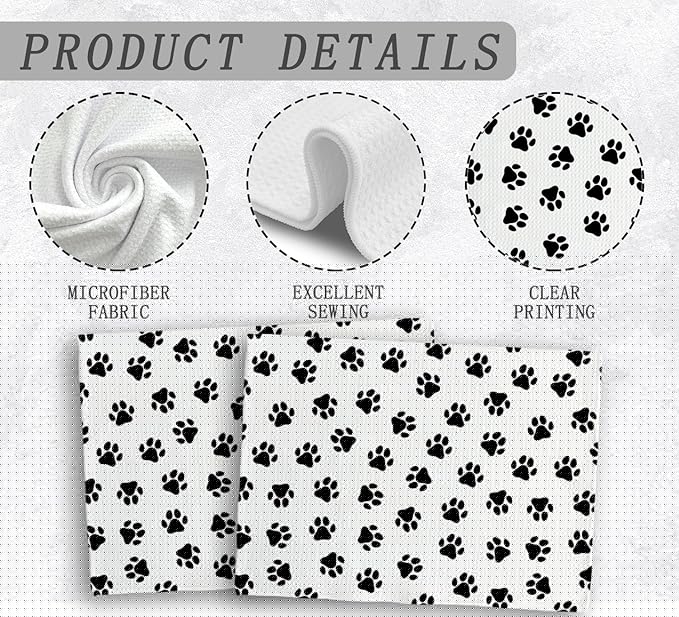 Dog Paws Towel, Dogs Paw Kitchen Towels and Dishcloths Set of 2, Cute Dogs Decor Kitchen Hand Towels Decorative, Dog Lovers Gifts for Women Man, 16×24 Inches