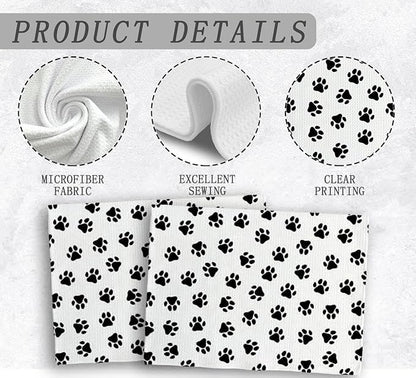 Dog Paws Towel, Dogs Paw Kitchen Towels and Dishcloths Set of 2, Cute Dogs Decor Kitchen Hand Towels Decorative, Dog Lovers Gifts for Women Man, 16×24 Inches