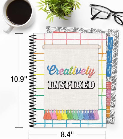 Carson Dellosa Creatively Inspired Planner 2025-2026, Undated 8" x 11" Lesson Plan Book With Stickers, Class Schedule, Weekly Calendar, Homeschool and Classroom Must Haves, Boho School Supplies
