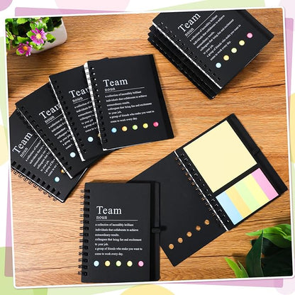 24 Pcs Employee Appreciation Gifts Bulk Team Recognition Notebooks with Sticky Notes Staff Thank You Gifts for Social Worker Teacher Nurse Coworker Office Motivation Set (Black)