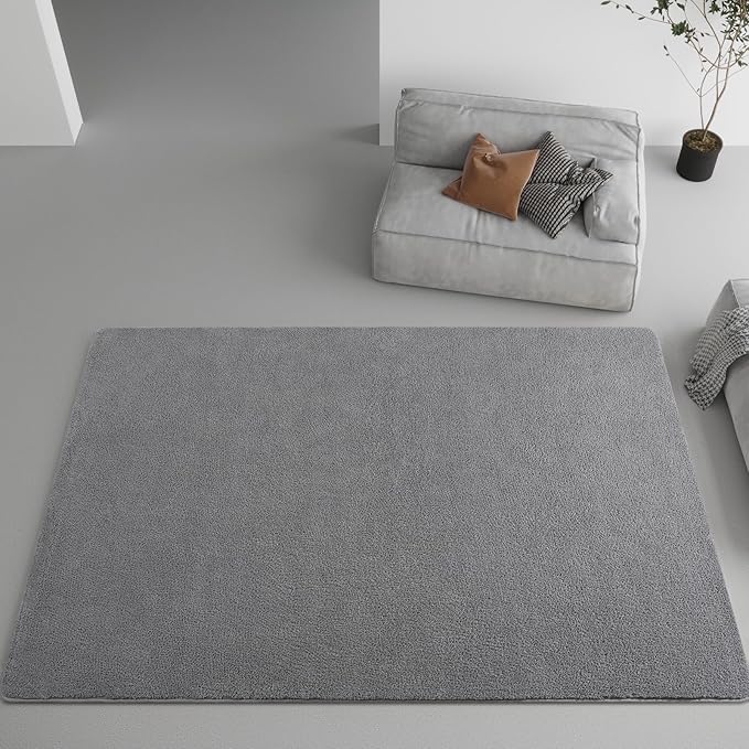 DweIke 6x9 Grey Area Rugs for Bedroom, Super Soft Living Room Rug, Thickened Memory-Foam Throw Carpet, Non-Slip and Washable Carpets for Kids Boys Girls Room Dorm Nursery Home Decor