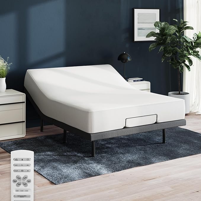 Nectar Full Adjustable Base and 12” Mattress (New Version) - Head & Foot Incline - Medium Firm Memory Foam - Cooling Top Layer - 3 Massage Settings - 365-Night Mattress Trial & Forever Warranty
