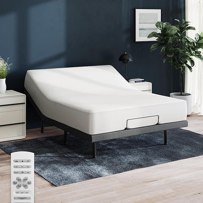 Nectar Luxe Full Adjustable Base & 14” Mattress (New Version) - Head & Foot Incline - Medium Firm Memory Foam - Cooling Upgrade - 3 Massage Settings - 365-Night Mattress Trial & Forever Warranty