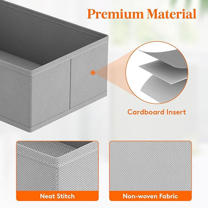 Lifewit Drawer Organizer Clothes for Closet 32 Pack, 3 Sizes Underwear Wardrobe Drawer Dividers, Fabric Foldable Dresser Storage Organizer Bins for Sock/Bra/Lingerie/Undies, Light Gray