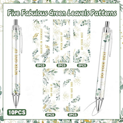 10PCS Christian Pens for Women Inspirational Quotes Bible Verse Ballpoint Pen Green Leave Pens Bulk Religious Ink Pens Employee Appreciation Gift Bulk for School Teacher Office Church Supplies