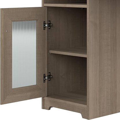 Bush Furniture Cabot L Shaped Computer Desk in Ash Gray | Corner Table with Drawers for Home Office