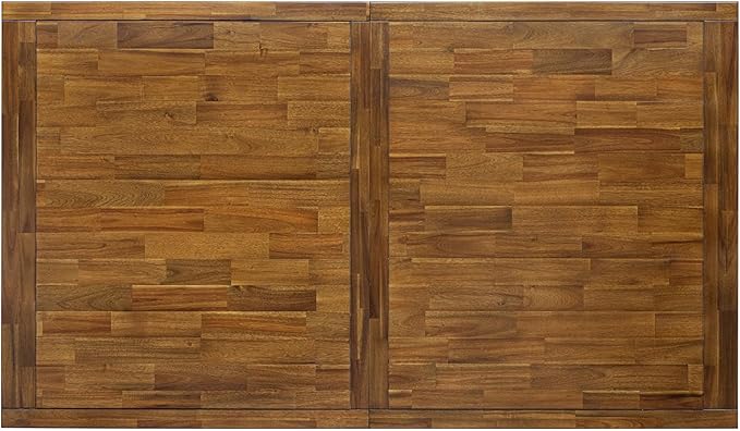 NKSI9-AWA-04 9-Piece Dining Table Set Consists of a Dining Table and 8 Light Tan Linen Fabric Kitchen Chairs with Button Tufted Back - Antique Walnut Finish