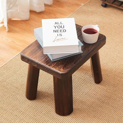 Wooden Step Stool for Adults and Kids,Foot Stool,Kitchen Small Wood Bench,Wood Plant Stand (14.2"x10.2"x10.6")