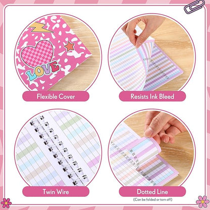 Fuyoooo Teacher Record Book Teacher Grade Book 2026-2027 Spiral Bound Pink Record Class Planner 2026 Gradebook Office Favors for Classroom Attendance Supplies Double Sided Printing