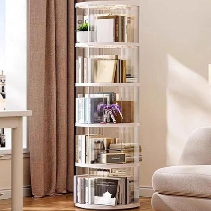 Rotating Bookshelf Tower,360° Rotating Bookshelf,66 inch High Small Space Revolving Bookcase, Suitable for Spinning Bookshelf Tower in Home and Office (White, 5 Tier, 16x16x66)