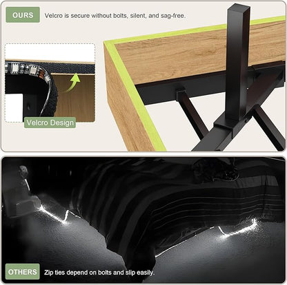 Feonase Floating Bed Frame Twin with Led Lights and Charging Station, Wood Full Size Bed Frame with Storage Headboard, Heavy Duty Metal Slats, No Box Spring Needed, Easy Assembly,Oak