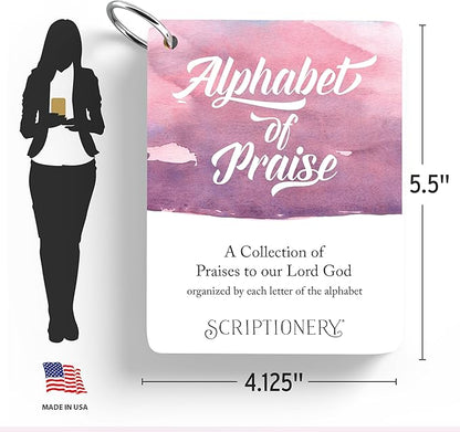 Alphabet of Praise Bible Verse Cards | Scripture Prayer Cards for Women - Character and Attributes of God | Daily Devotional, Meditation and Memory Flashcards, Christian Gifts by Scriptionery