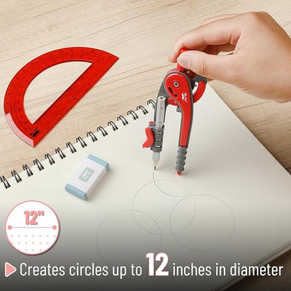 Mr. Pen- Compass and Protractor Set, Math Compass for Geometry and Drawing